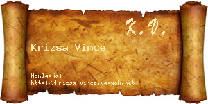 Krizsa Vince névjegykártya